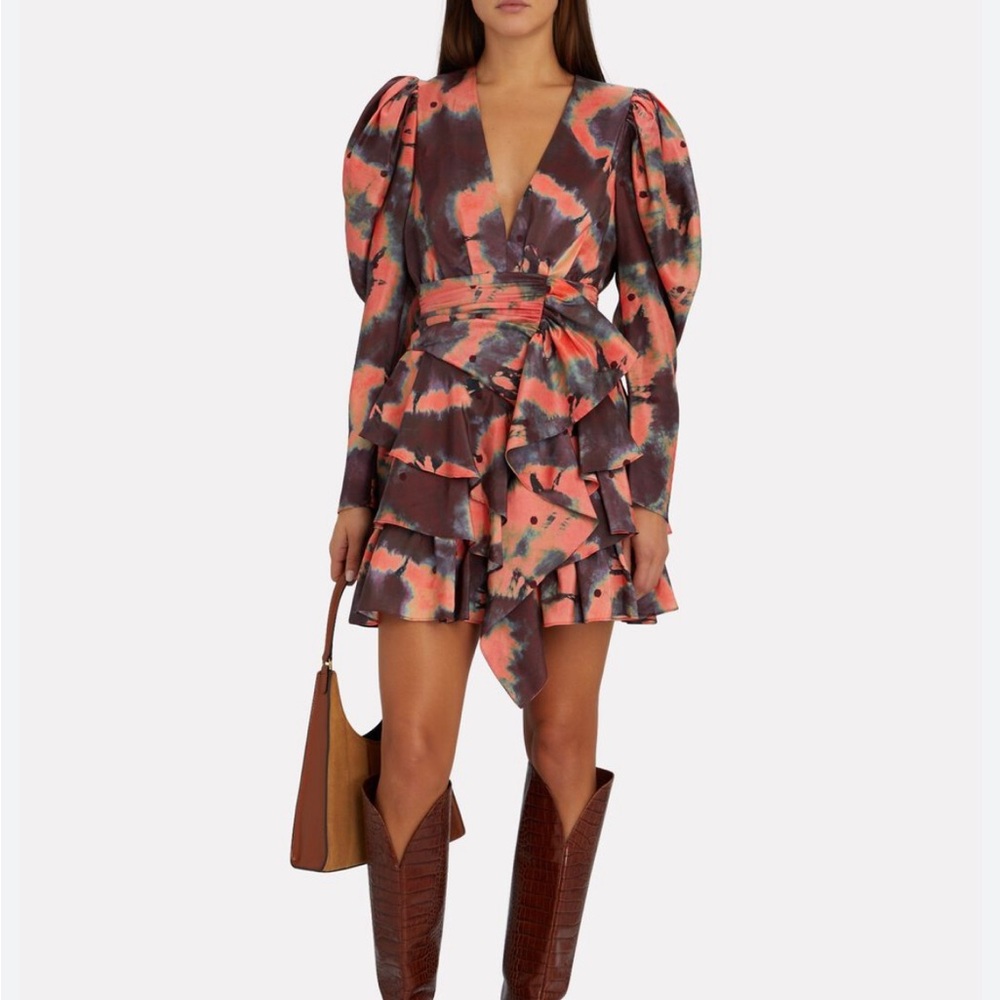 Ulla Johnson mini Semira Tie-Dye Puff Sleeve Mini Dress size 4